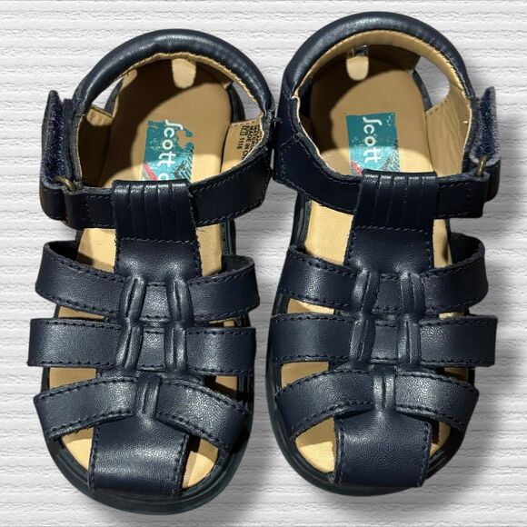 Scott David Toddler Boy Sandals 8M Navy Leather Fisherman Sailor Style - Picture 10 of 10
